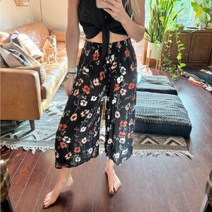Urban Outfitters Floral Black Wide-Leg Pants